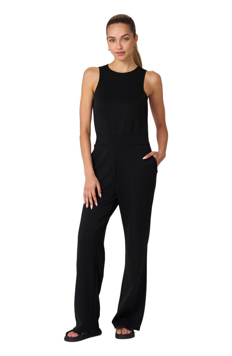 Rebody Active That's a Wrap Scuba Knit Jumpsuit, Alternate, color, Black