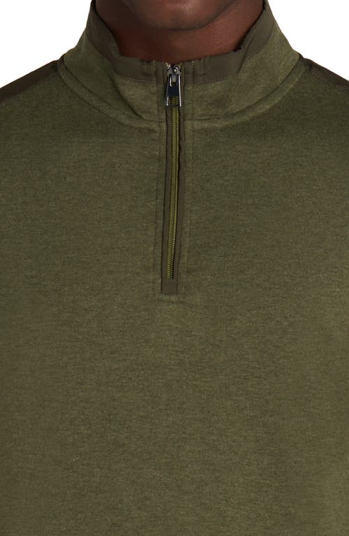 Bugatchi Cotton Blend Quarter Zip Sweater In Green