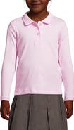 Lands' End School Uniform Girls Long Sleeve Feminine Fit Interlock Polo Shirt