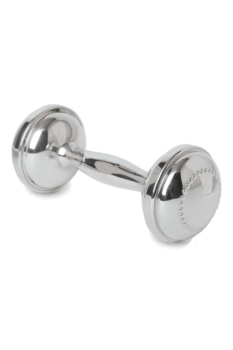 Salisbury Beaded Pewter Dumbbell Rattle, Main, color, POLISHED PEWTER