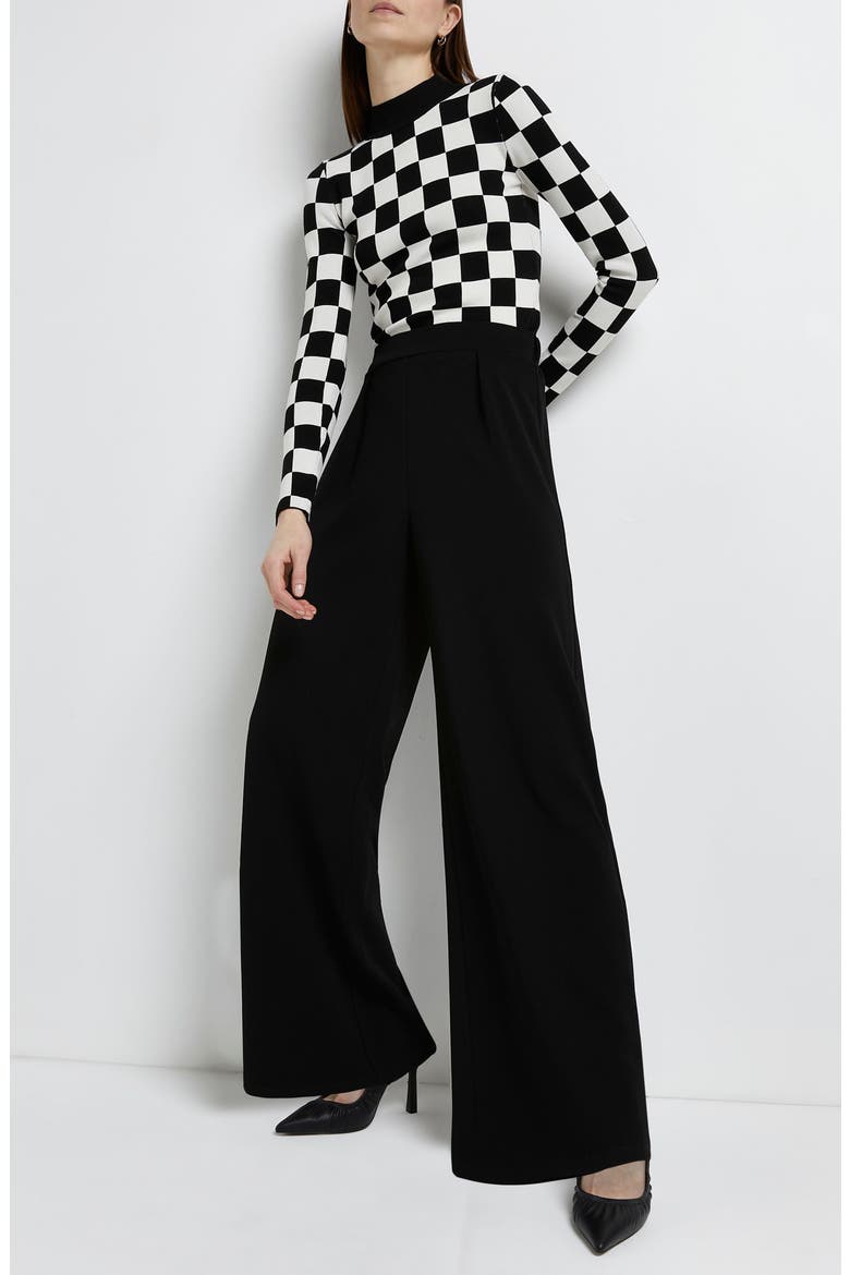 Scuba Crepe Wide Leg Pants, Alternate, color, BLACK