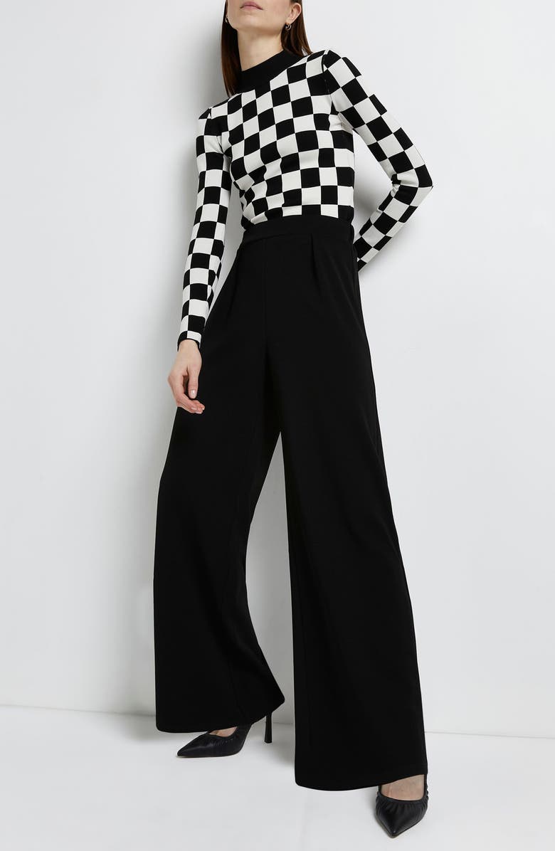 River Island Scuba Crepe Wide Leg Pants, Alternate, color,