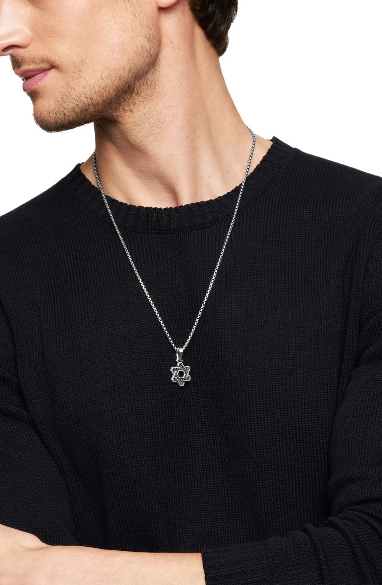 David Yurman Deco Star of David Pendant with Pavé Black Diamonds, Alternate, color, Silver/ Black Diamond