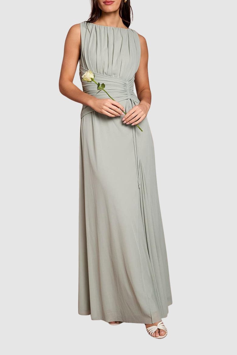 Mesh Waist Maxi Dress, Alternate, color, Sage
