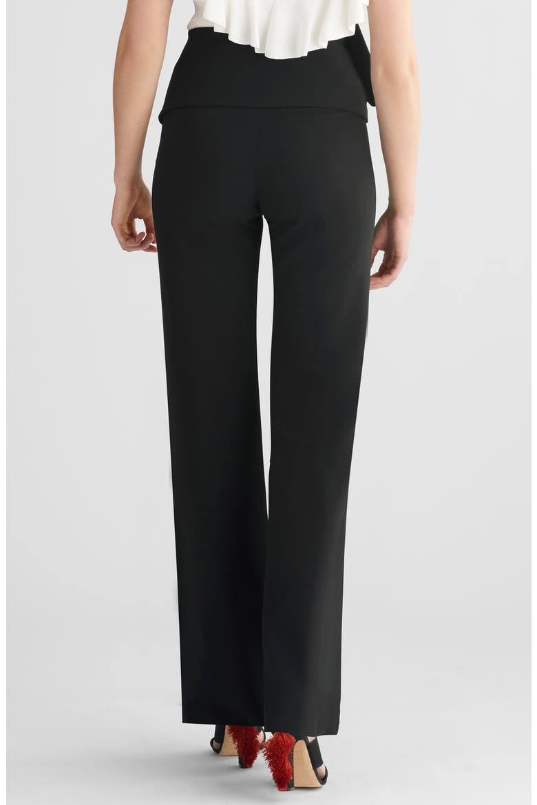 Whitley Bow Waist Stretch Crepe Trousers, Alternate, color, BLACK