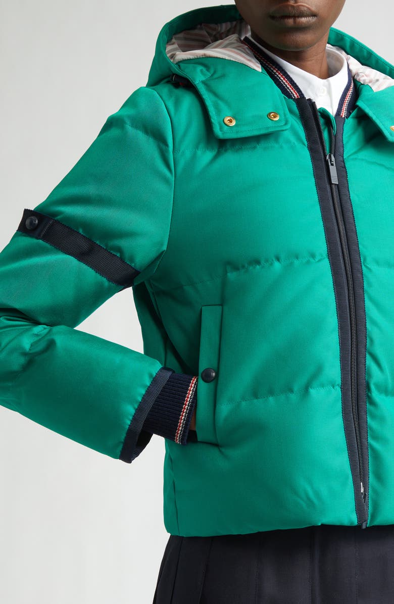 Thom Browne Removable Hood Down Coat, Alternate, color, Green