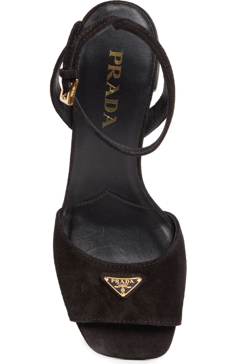 Prada Block Heel Ankle Strap Sandal, Alternate, color, Black