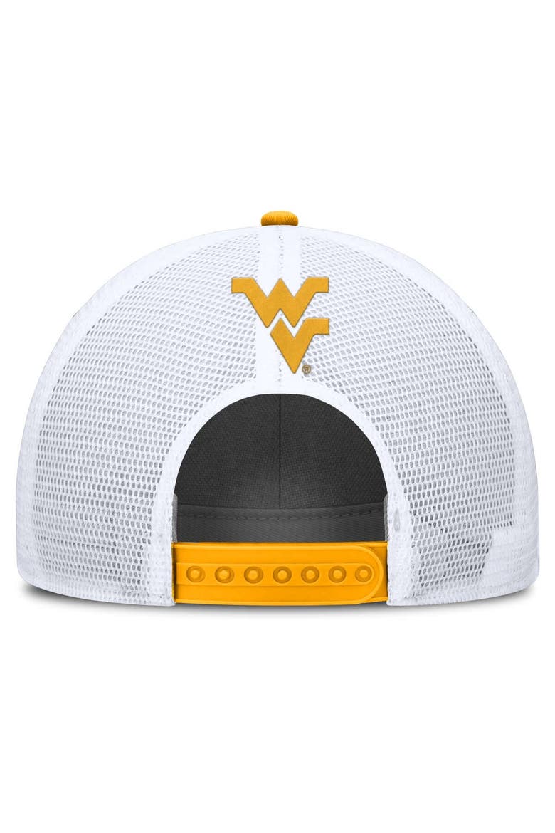 Men's Nike Gold/White West Virginia Mountaineers 2025 On-Field Rise Patch Trucker Adjustable Hat, Alternate, color, Gold