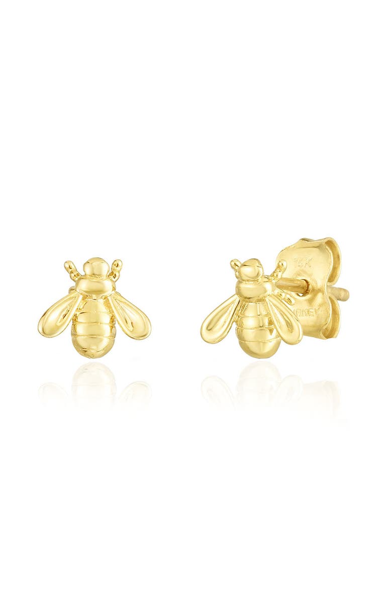 Gold Bumble Bee Stud Earrings, Main, color, Yellow Gold