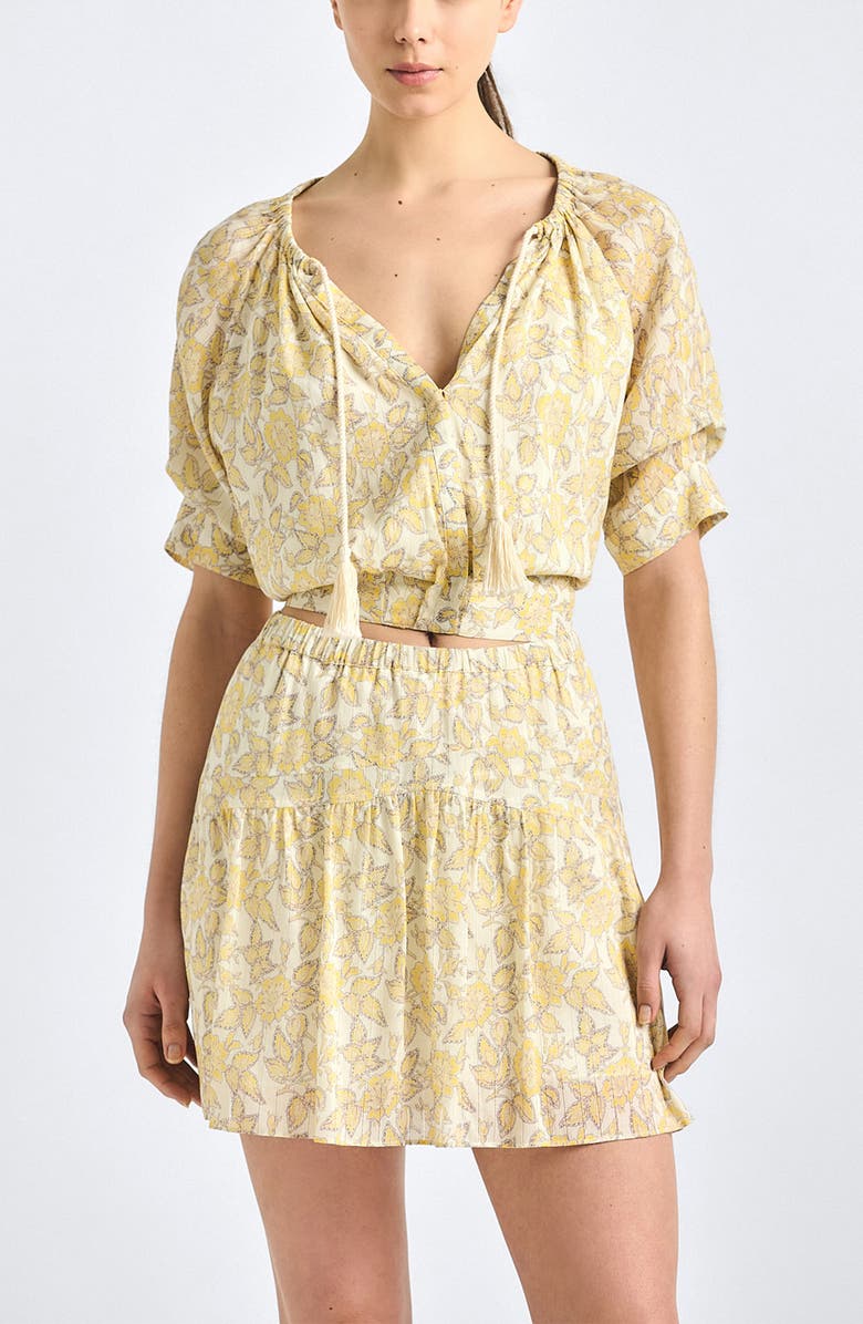 Derek Lam 10 Crosby Thalina Voile Miniskirt, Alternate, color, Valiase Yellow Floral