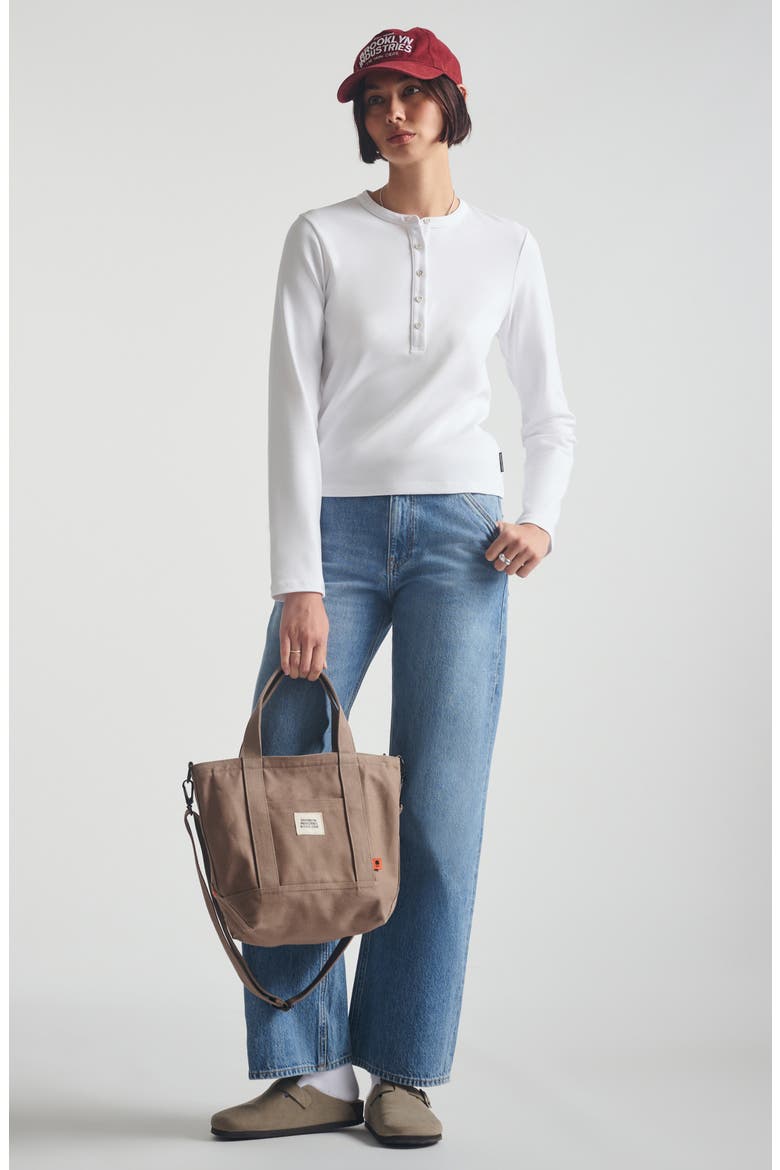 Long Sleeve Stretch Cotton Crop Henley, Alternate, color, WHITE