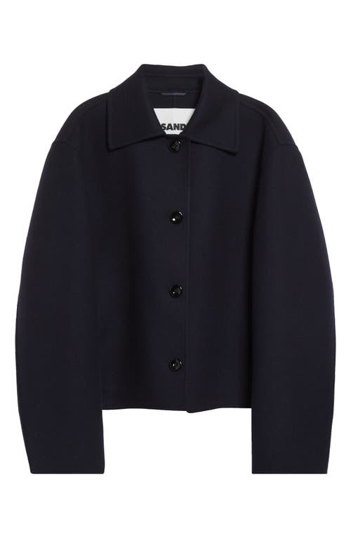 Jil Sander Handmade Double Face Wool Short Jacket In Blue