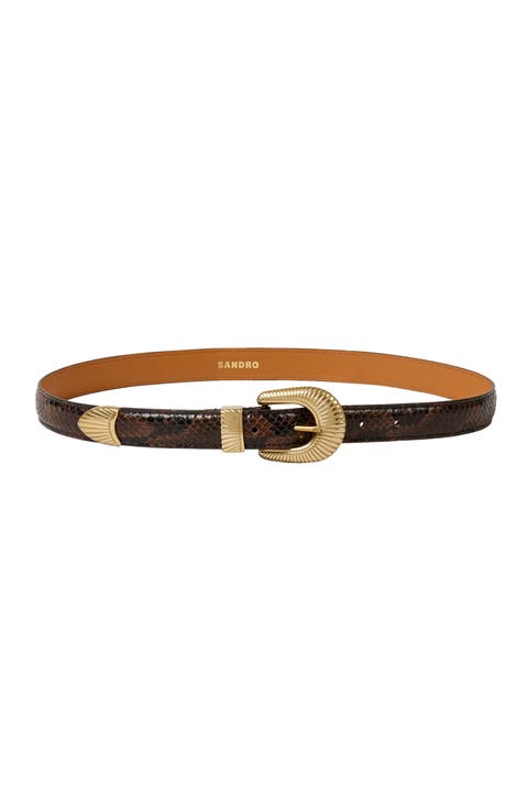 Python-effect leather belt