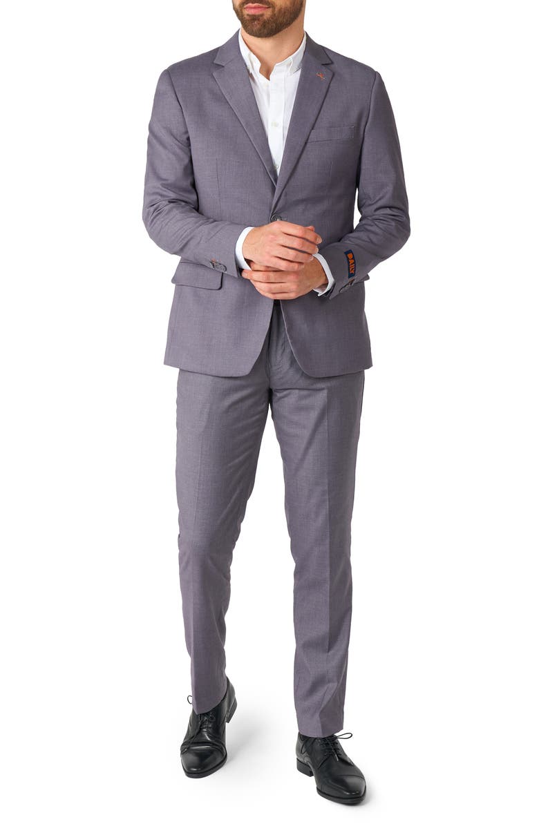 OppoSuits Daily Tailored Fit Dark Grey Stretch Suit, Main, color, Grey