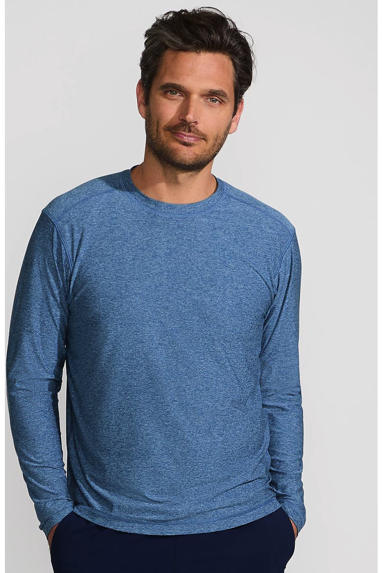 Long Sleeve Swim Tee Rash Guard, Main, color, Evening Blue Heather