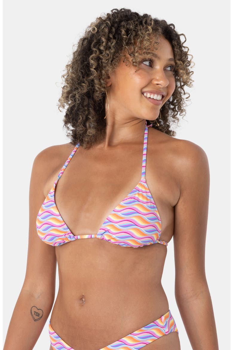 High Tide Tiki Triangle Bikini Top, Alternate, color, PINK COMBO