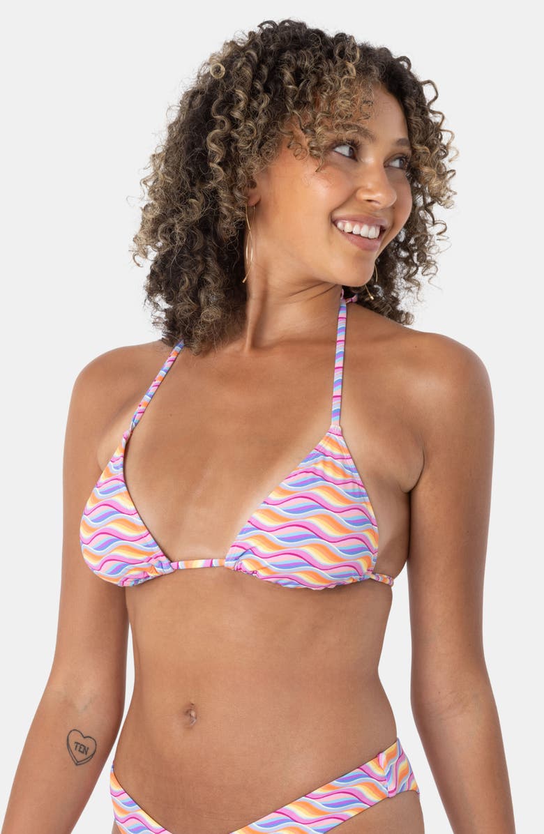 Roxy High Tide Tiki Triangle Bikini Top, Alternate, color, Pink Combo