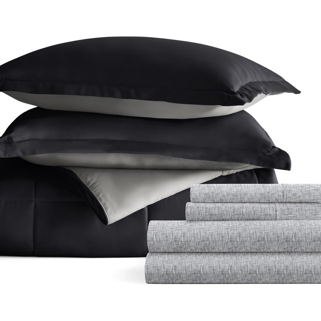 Homespun 7-piece Assorted Reversible Comforter Set In Black