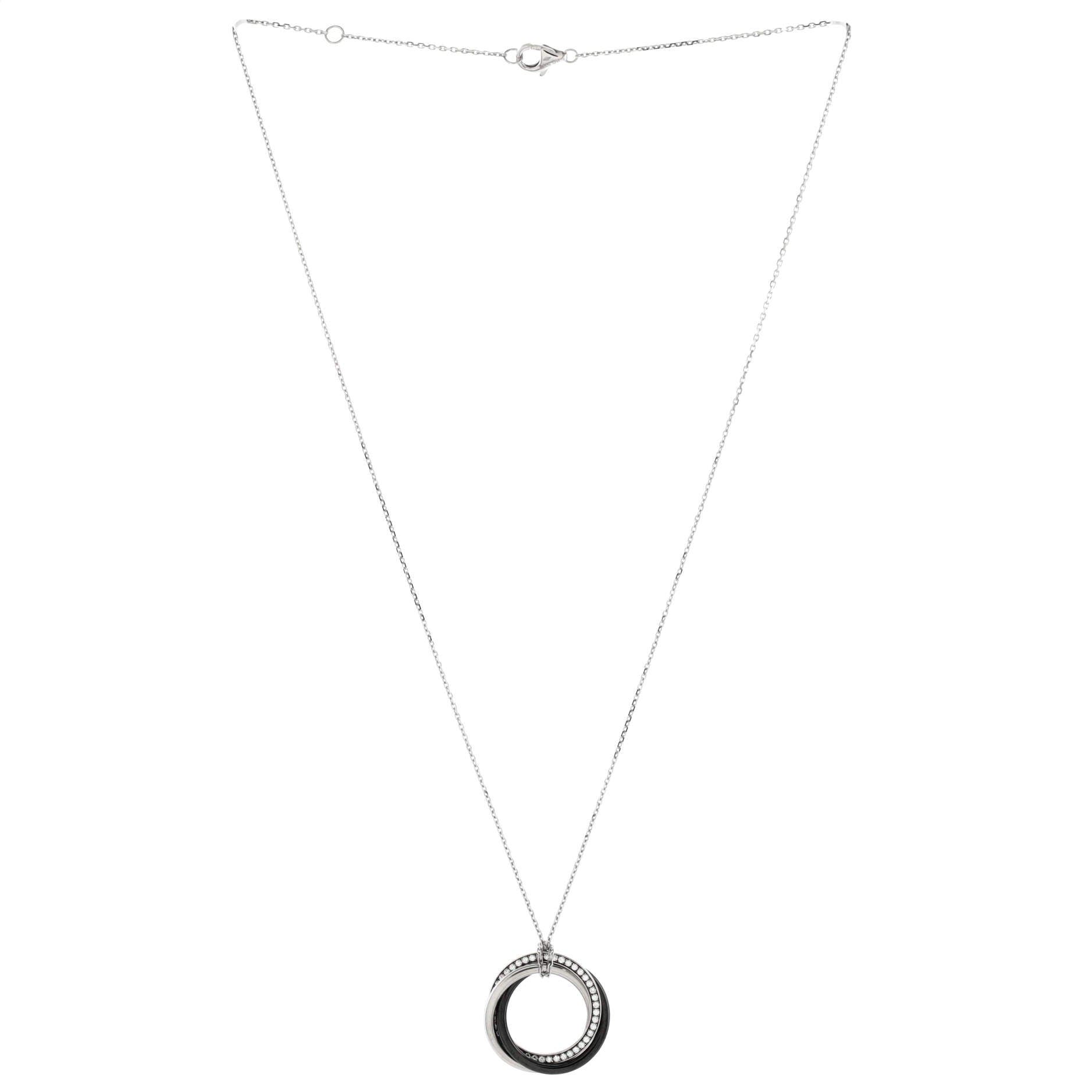 Trinity Pendant Necklace 18K White Gold with Diamonds and Ceramic Small, Alternate, color, Metallic Gold