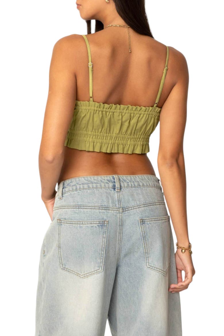 Alda Linen & Cotton Crop Top, Alternate, color, GREEN