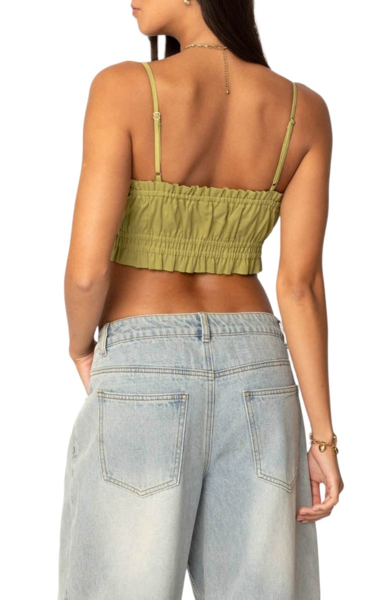 EDIKTED Alda Linen & Cotton Crop Top, Alternate, color, Green
