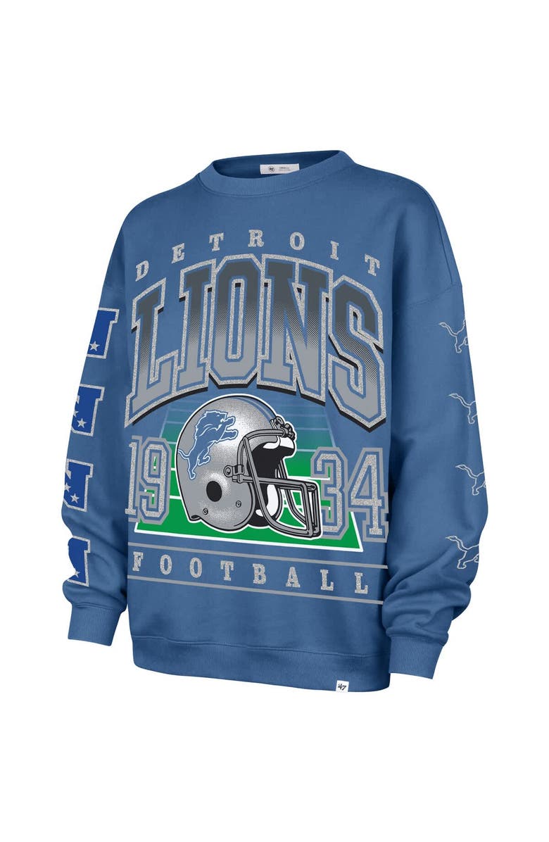 '47 Women's '47  Blue Detroit Lions Go Big Oversized Pullover Sweatshirt, Alternate, color, Blue