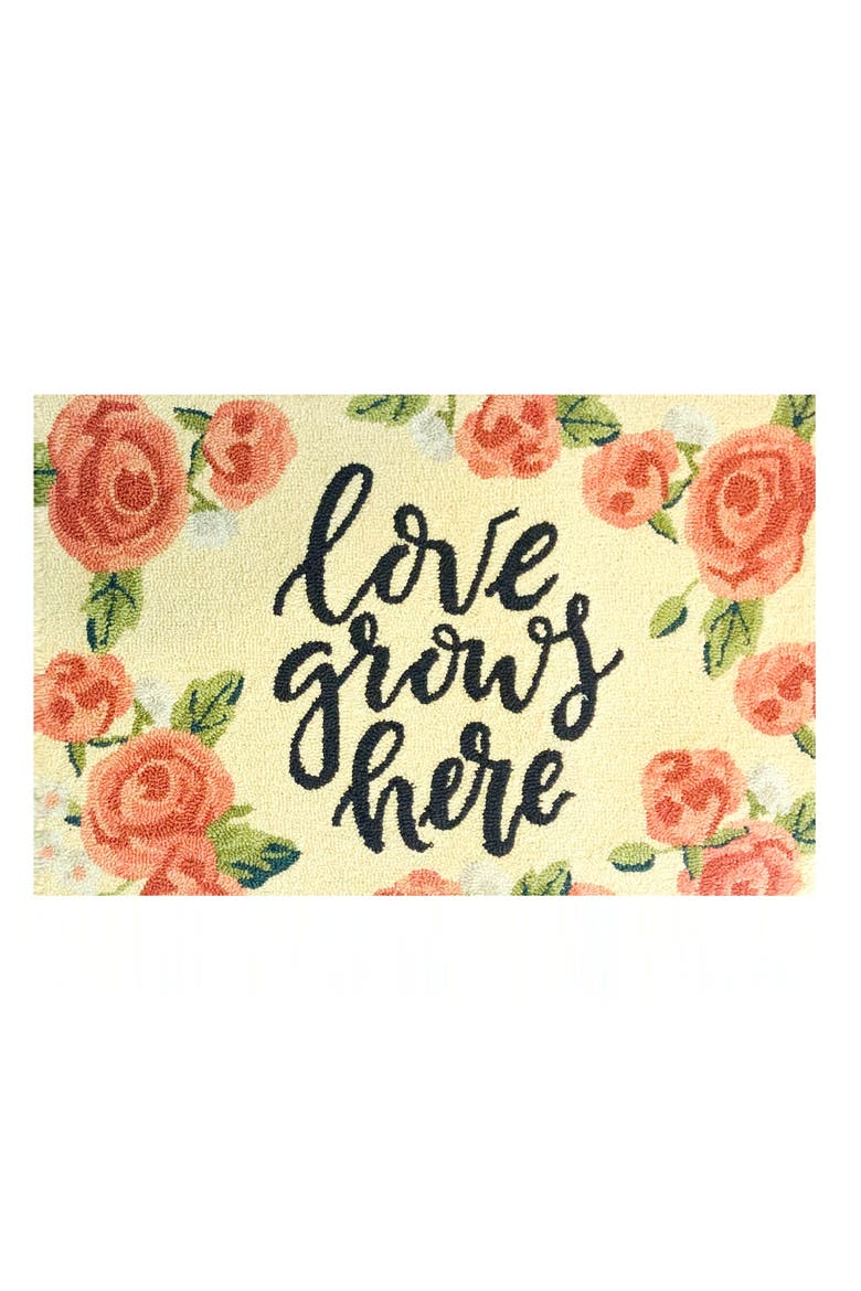 Love Grows Here Door Mat, Main, color, CREAM MULTI