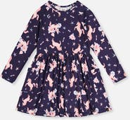Deux par Deux Long Raglan Sleeve Unicorn Dress with Patch Pockets