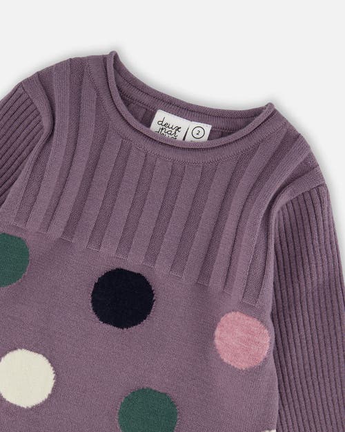 Deux Par Deux Jacquard Sweater Dress With Polka Dot In Multi
