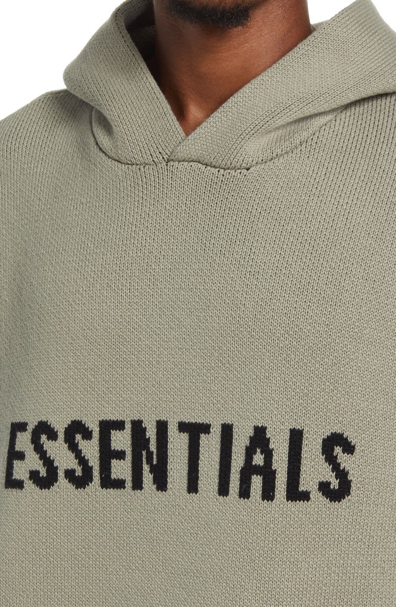 Fear of God Essentials Logo Knit Pullover Hoodie, Alternate, color, Pistachio