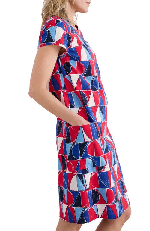 Shop Seasalt Cornwall River Cove Print Shift Dress In Sail Geo Scarlet
