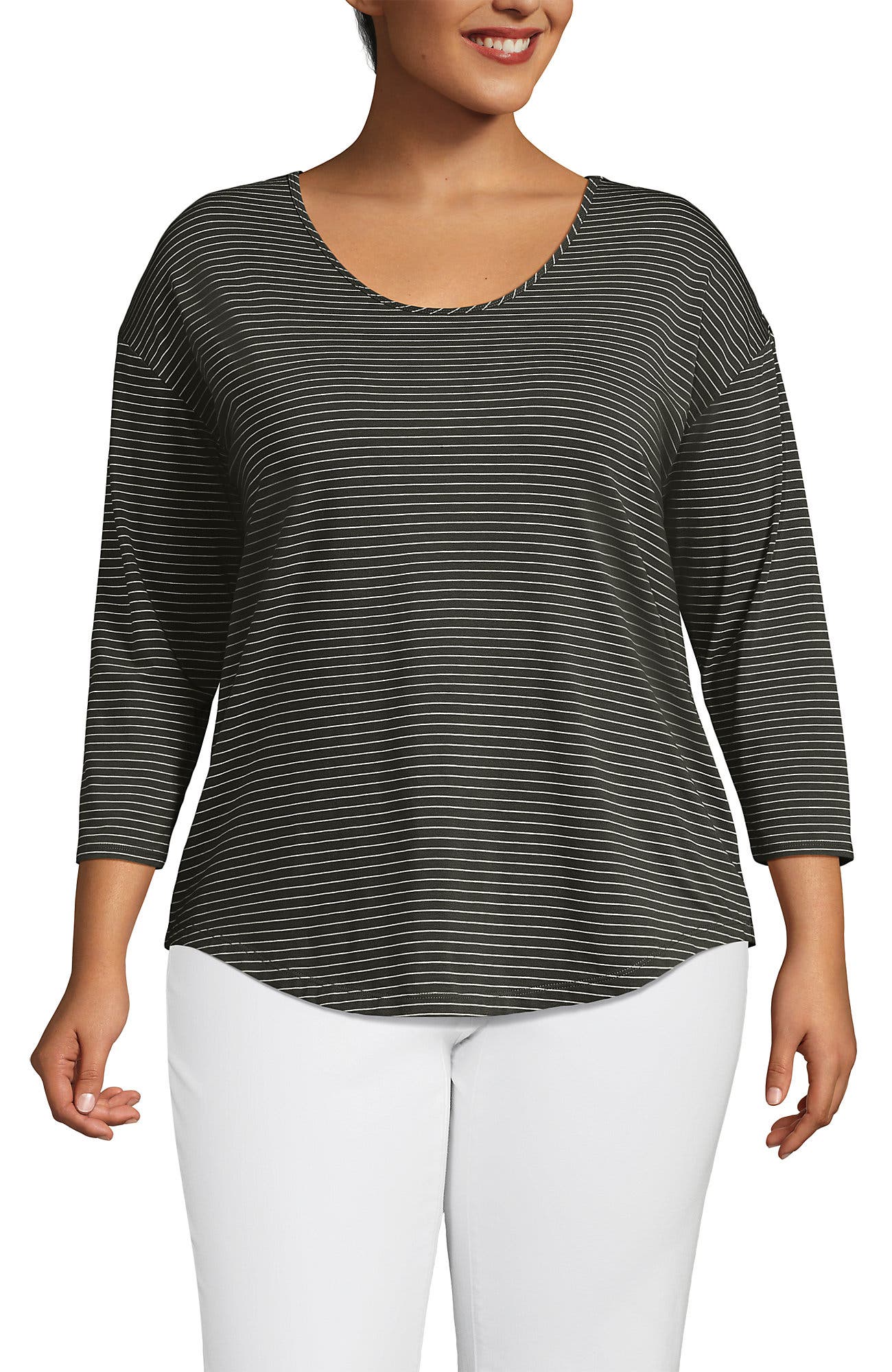 3/4 Sleeve Lightweight Jersey U-Neck Tunic - image 5