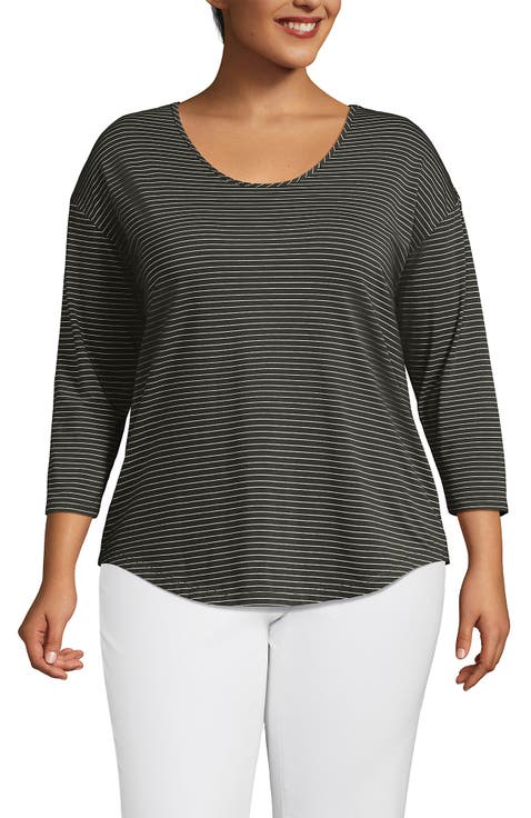 3/4 Sleeve Lightweight Jersey U-Neck Tunic