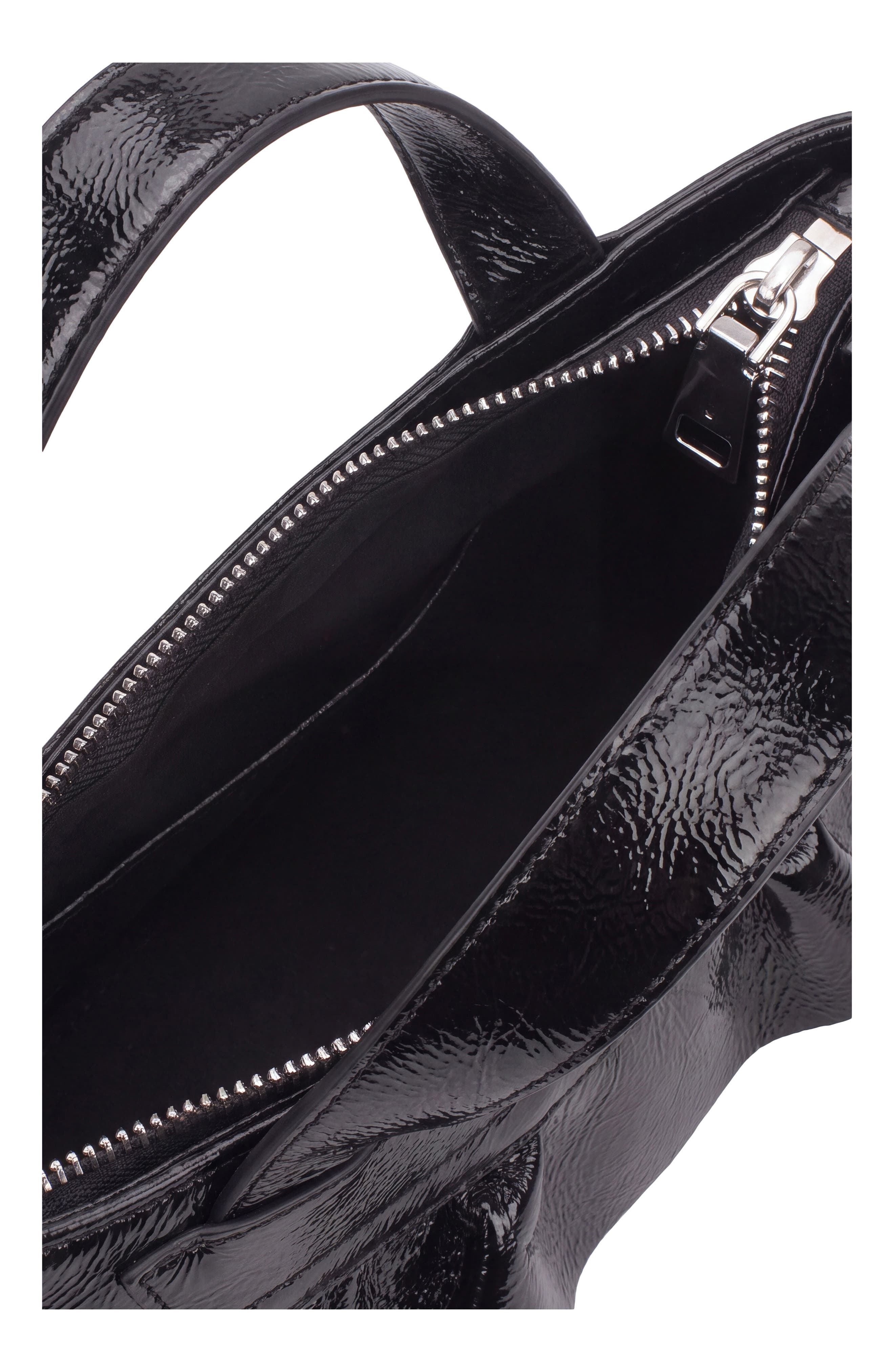 Franca Crinkled Leather Shoulder Bag, Alternate, color, BLACK