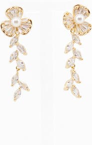 AREA STARS Karishma Pearl Floral Drop Earrings