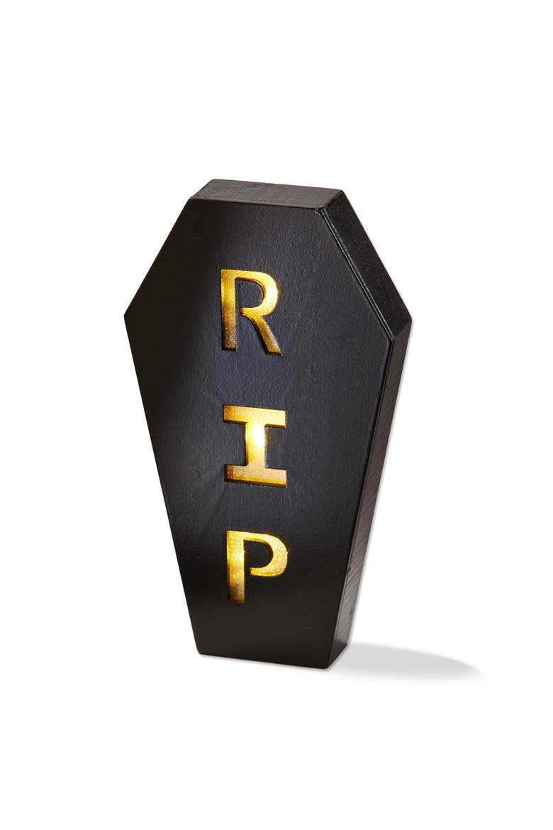 RIP Coffin LED Black Wood Decor Halloween Indoor Sculpture, Main, color, Black