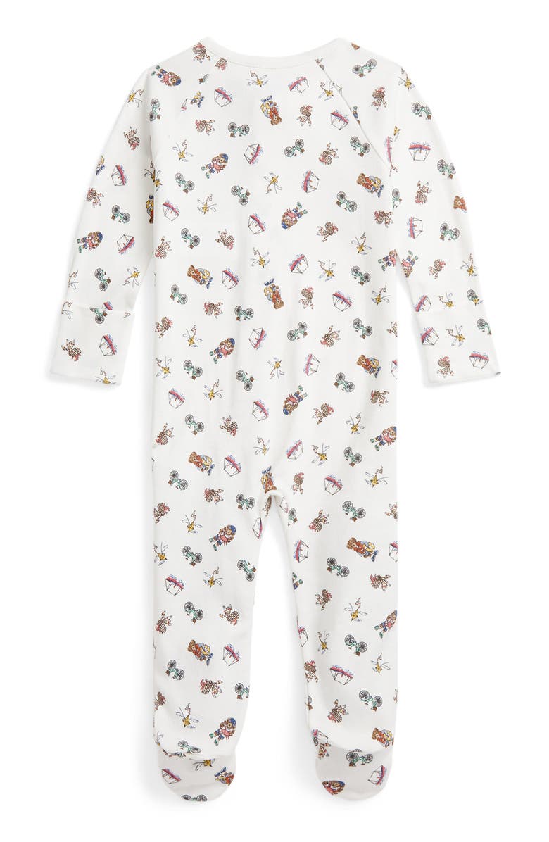 Ralph Lauren Camping Bear Print Cotton Jersey Footie, Alternate, color,
