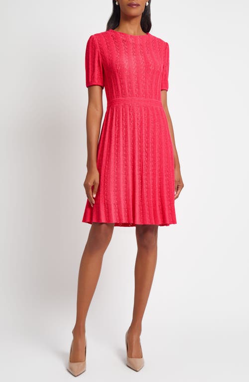 Ming Wang Fit & Flare Pointelle Stitch Dress