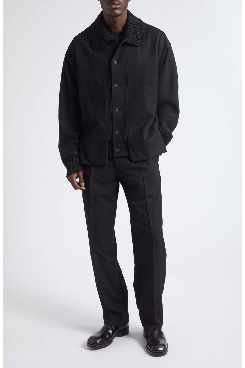 Gabardine Double Pleated Wide Leg Pants, Alternate, color, BLACK