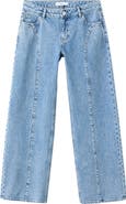 MANGO TEEN Studded Seam Wide Leg Jeans