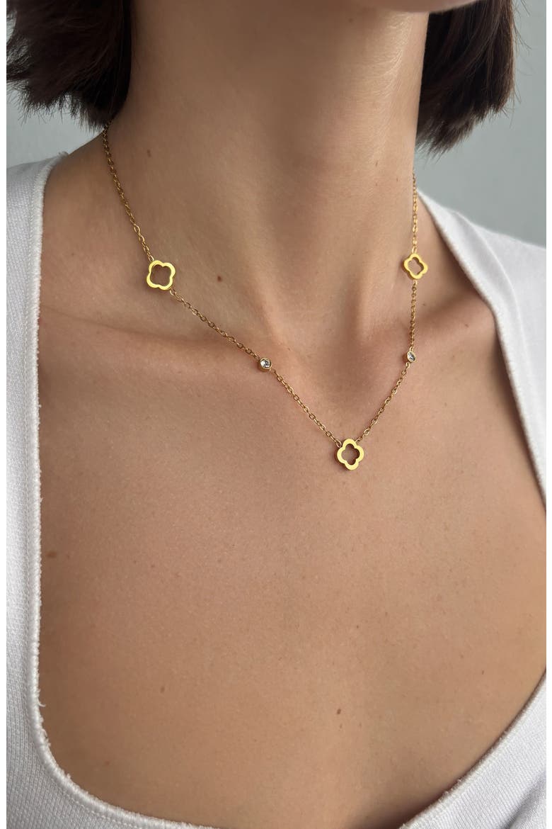 Floral Station Necklace, Main, color, GOLD