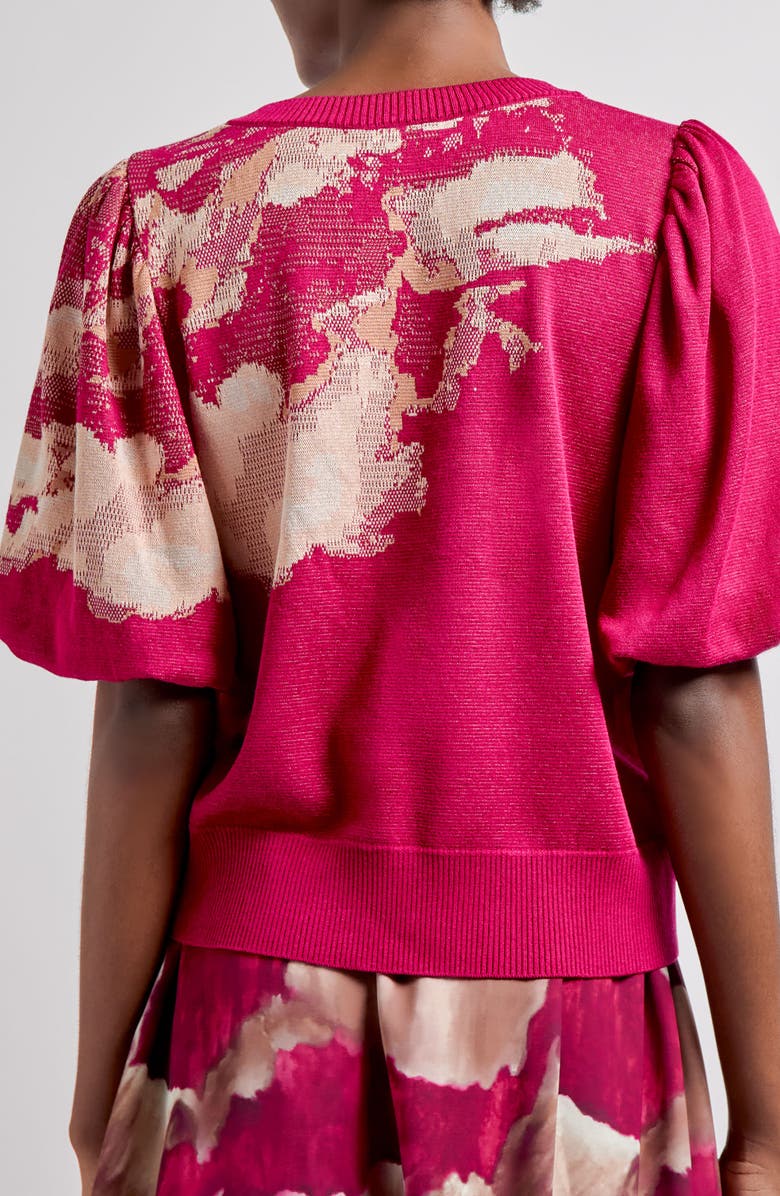 Misook Placed Floral Jacquard Sweater, Alternate, color, 