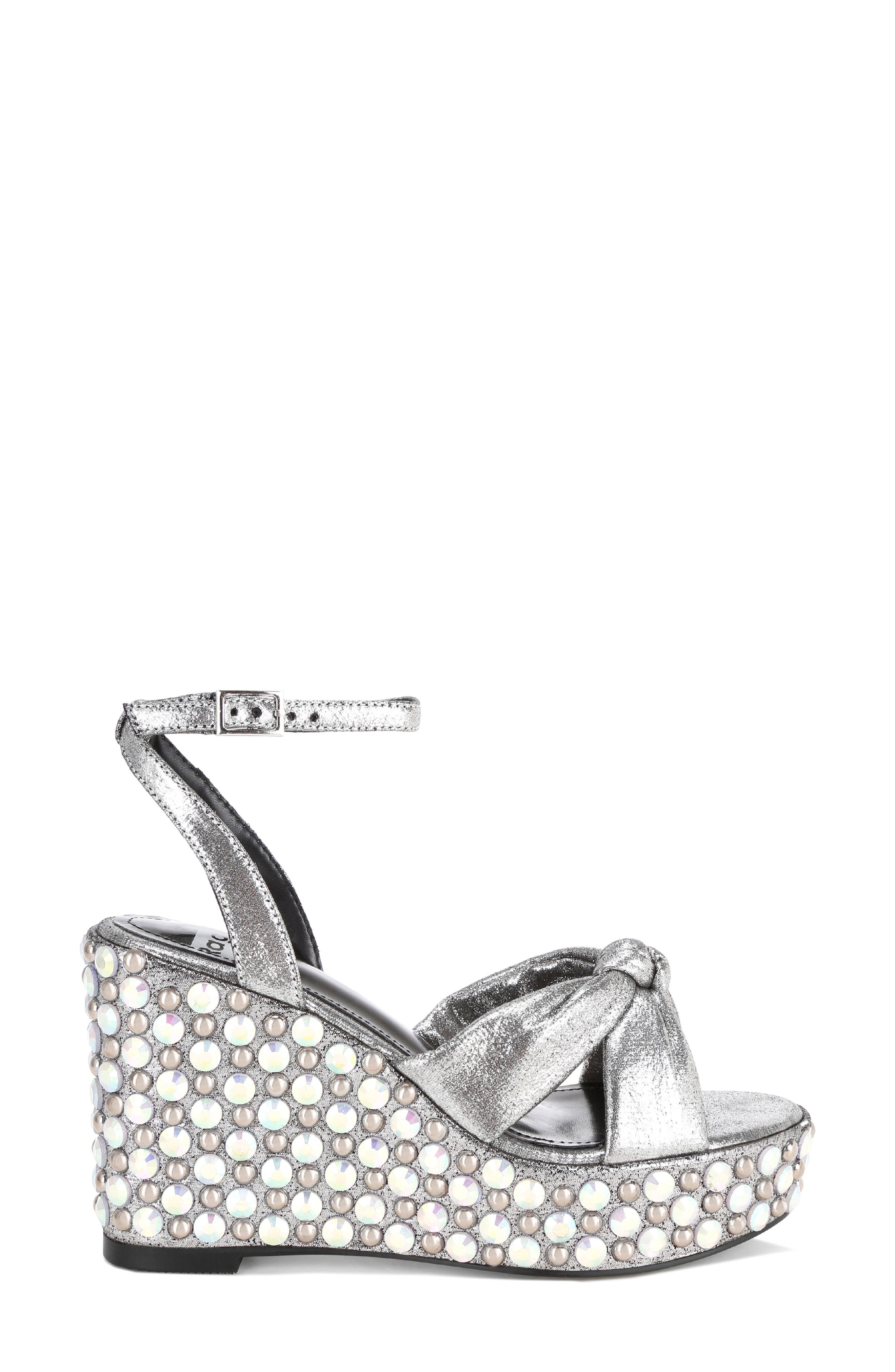 Moondot Wedge Sandal, Alternate, color, SILVER SATIN