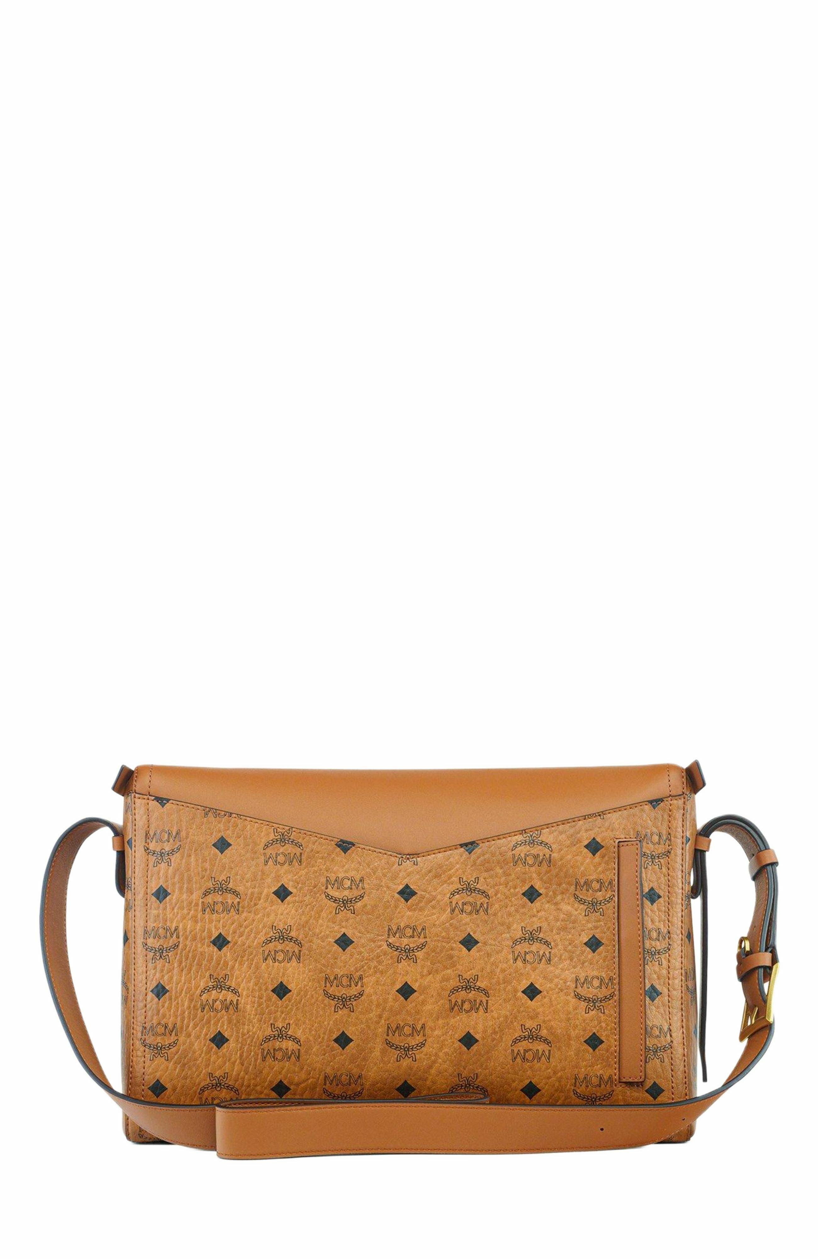 MCM Diamant 3D Shoulder Bag in Visetos Leather Mix, Alternate, color, Cognac