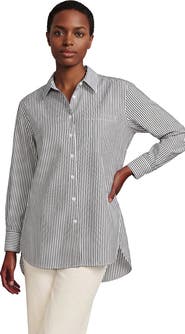 Lands' End Petite Oversized No Iron Tunic with Statement Collar Shirt