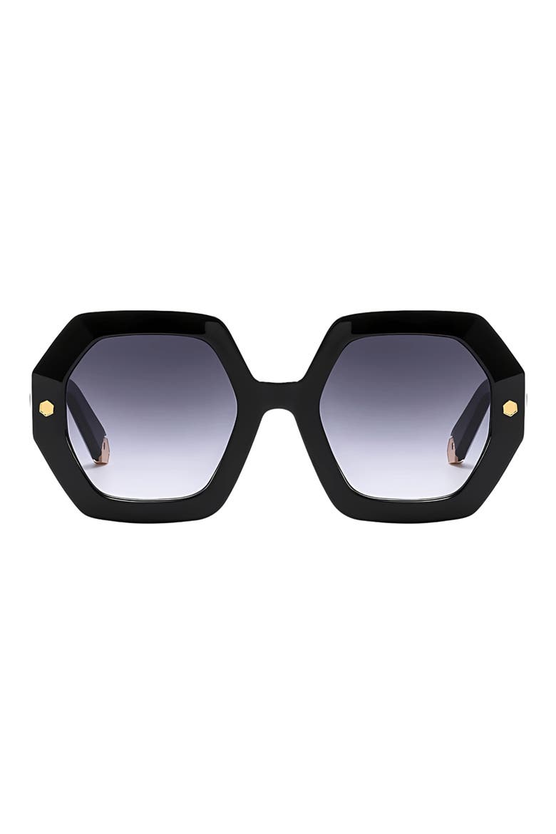 Haven 52mm Polarized Geometric Sunglasses, Main, color, BLACK/ BLACK