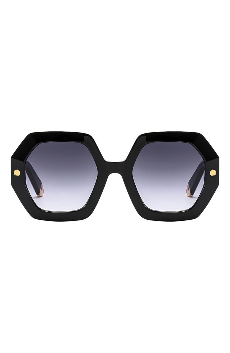 Fifth & Ninth Haven 52mm Polarized Geometric Sunglasses, Main, color, Black/ Black