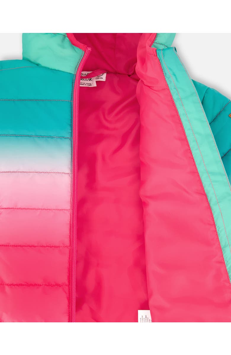 Deux par Deux Girl Quilted Mid-Season Jacket, Alternate, color, Green And Pink Gradient