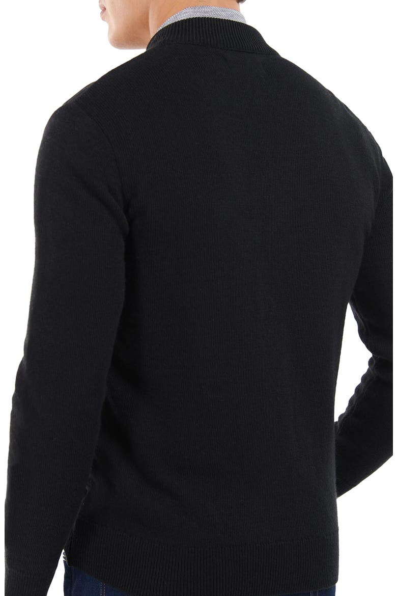 Essential Diamond Quilt Contrast Zip Sweater, Alternate, color, BLACK
