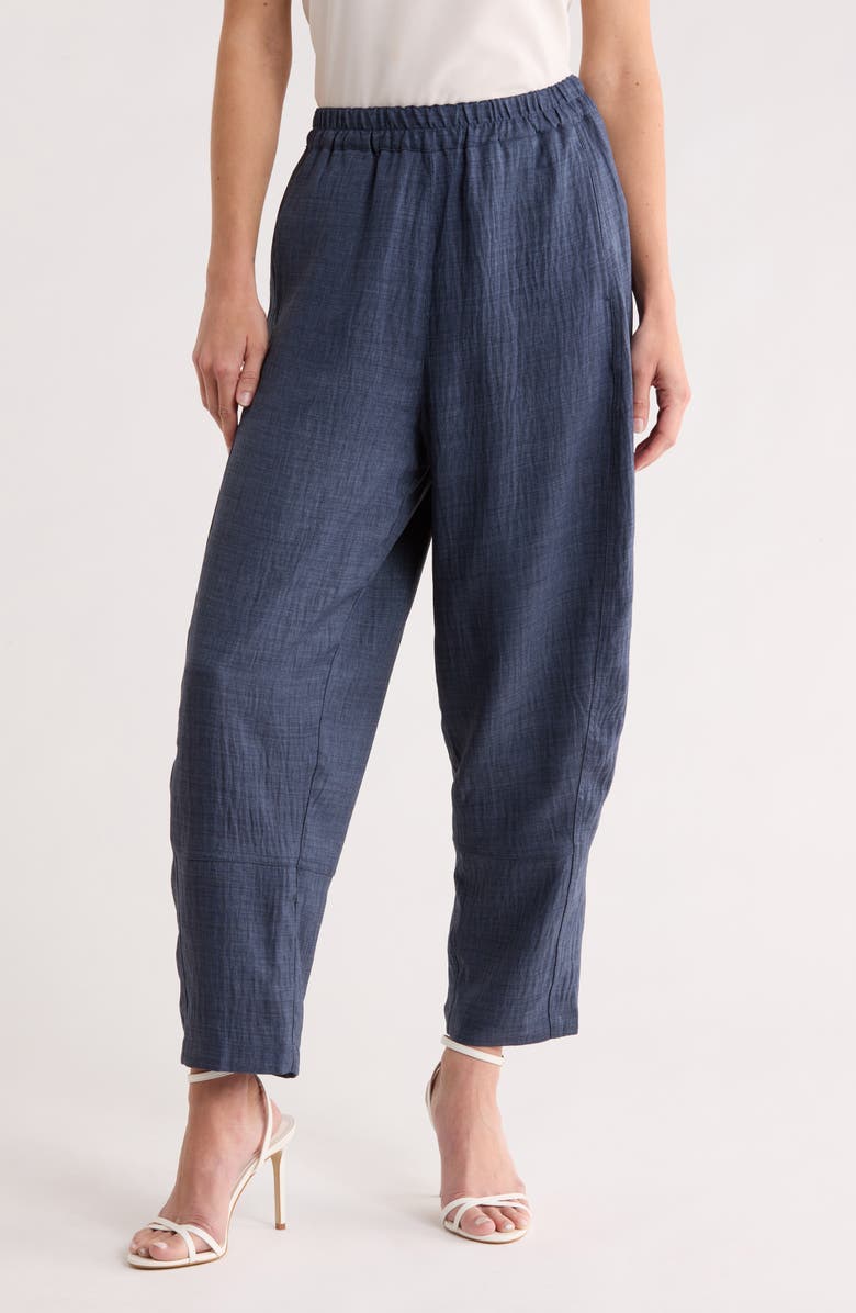 MAX STUDIO Textured Twill Barrel Leg Pants, Main, color, Heather Indigo